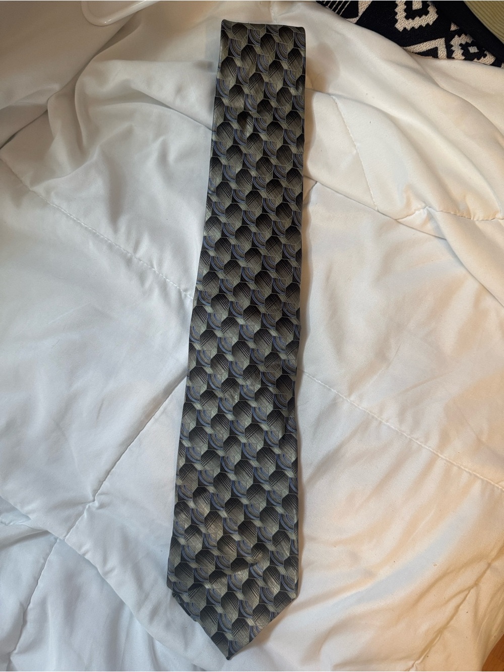 George sage/blue/black Textured Geometric Tie